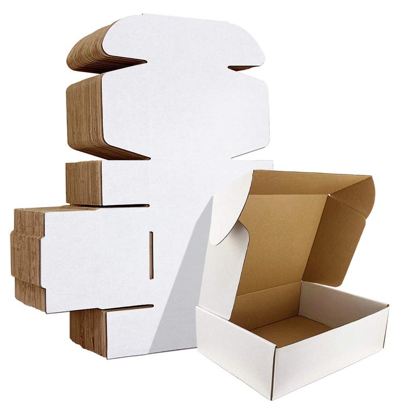 HORLIMER صناديق شحن HORLIMER 9x6x2 بوصة مجموعة من 25، صندوق كرتون مضلع أبيض لإرسال الأدبيات - Image 1